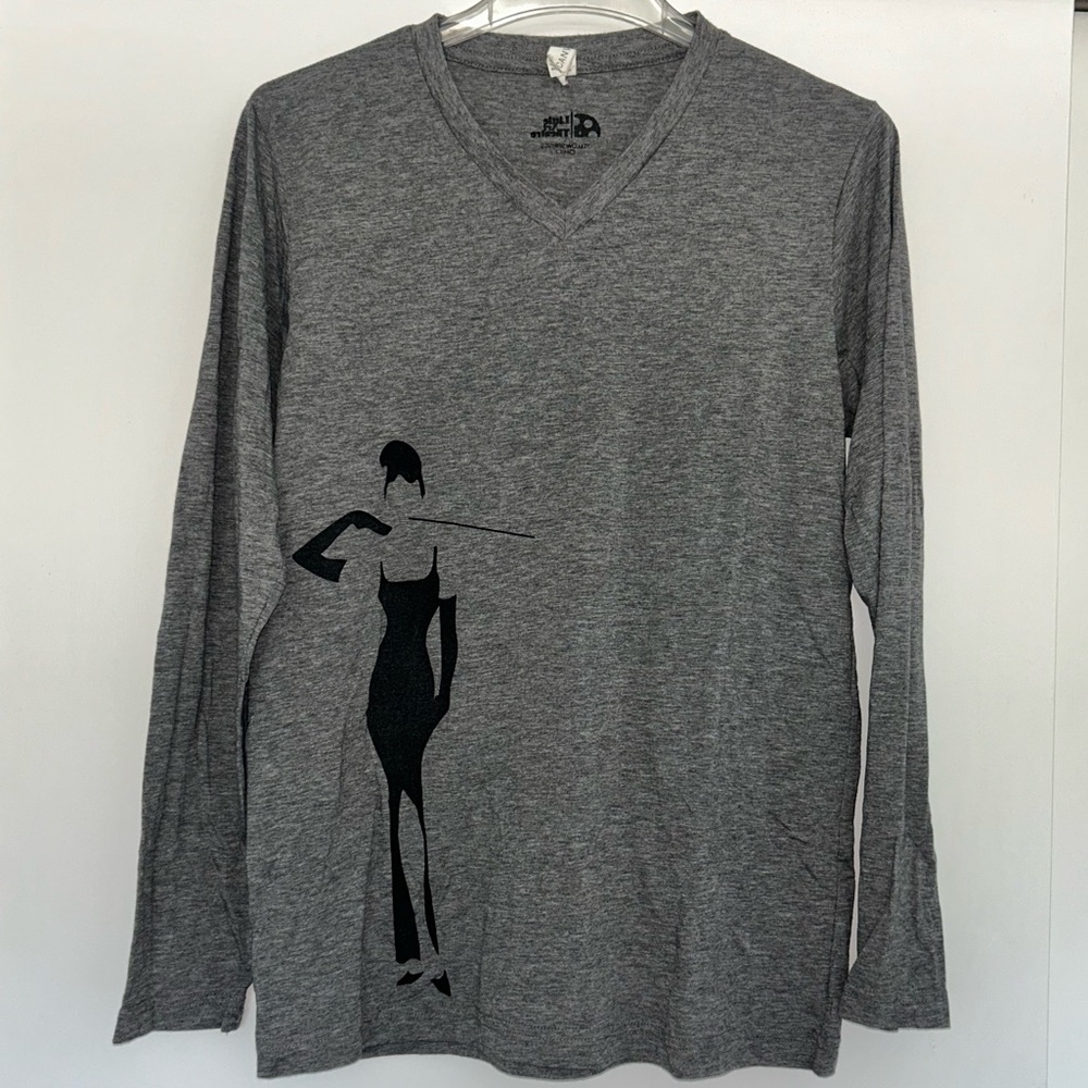 Audrey Hepburn silhouette design on V-Neck Shirt